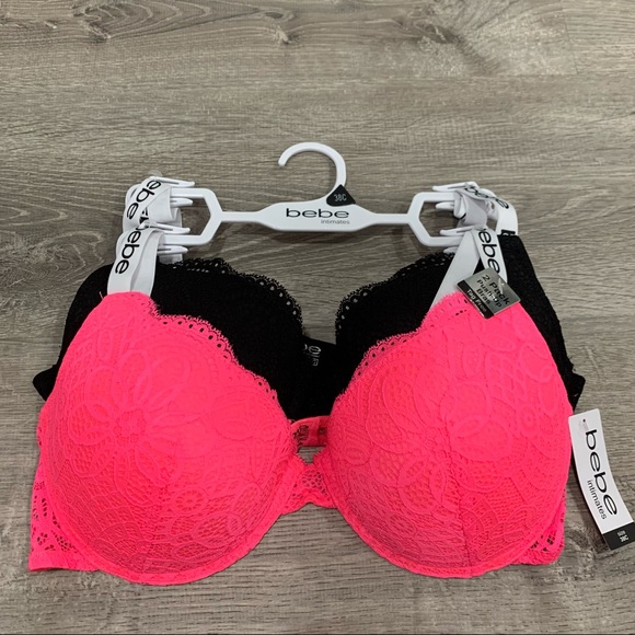 NWT BEBE 2 Pack Push Up Bra Sexy Pink Bra Set 38C - Picture 1 of 5